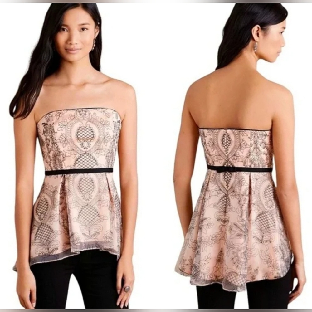 Anthropologie Moulinette Souers Embroidered Strapless Blouse NWT